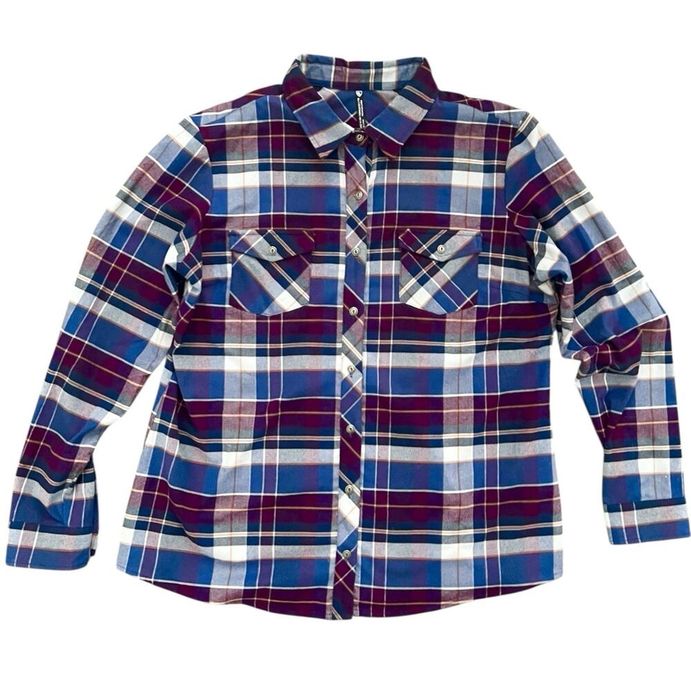 KUHL Shirt Women Size XLTop Alina Flannel Plaid Outdoor Hiking Red‎ Blue